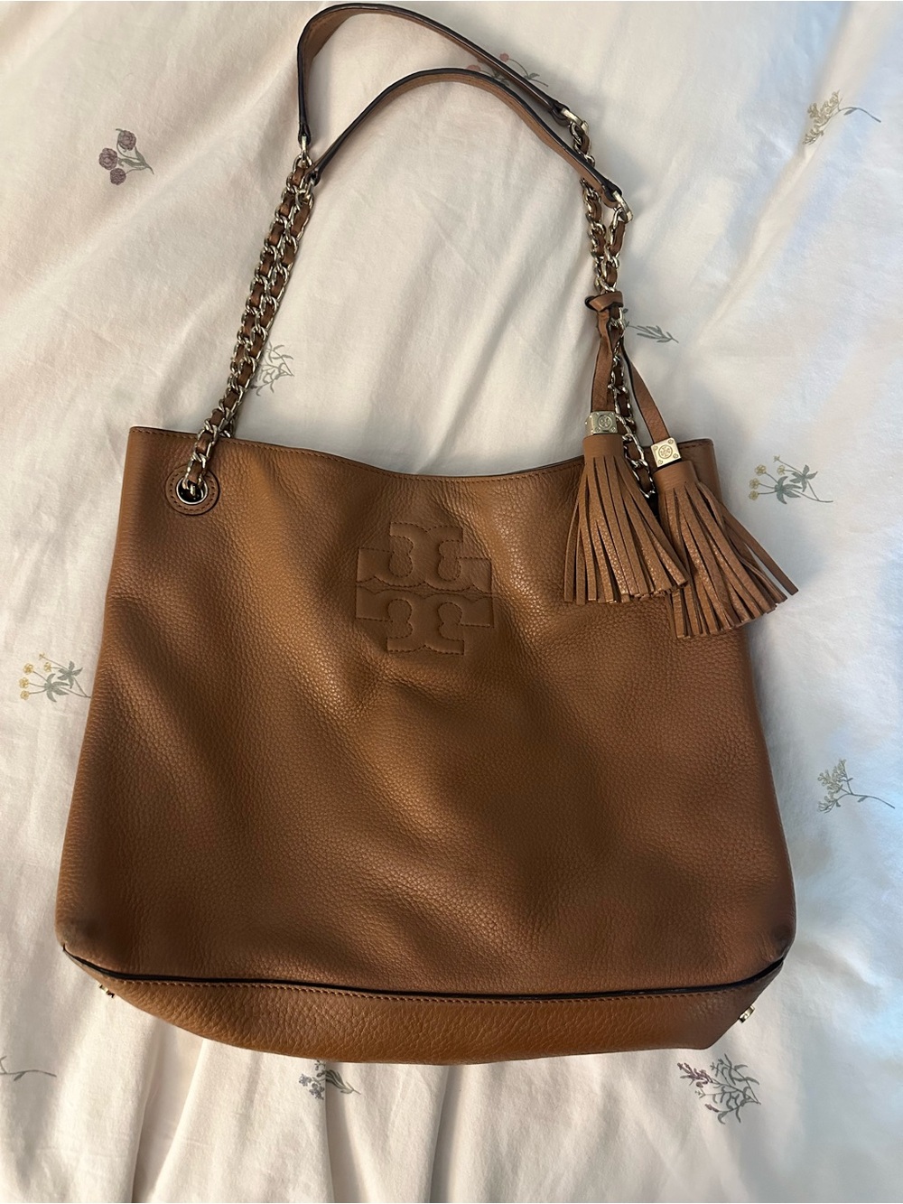 Tory Burch Thea Chain Slouchy Tote with Tassels